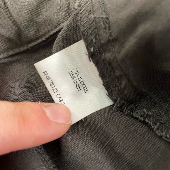 Eileen Fisher Women's Pants Cargo Baggy Linen Blend Dark Green Lagenlook Large - Picture 8 of 10